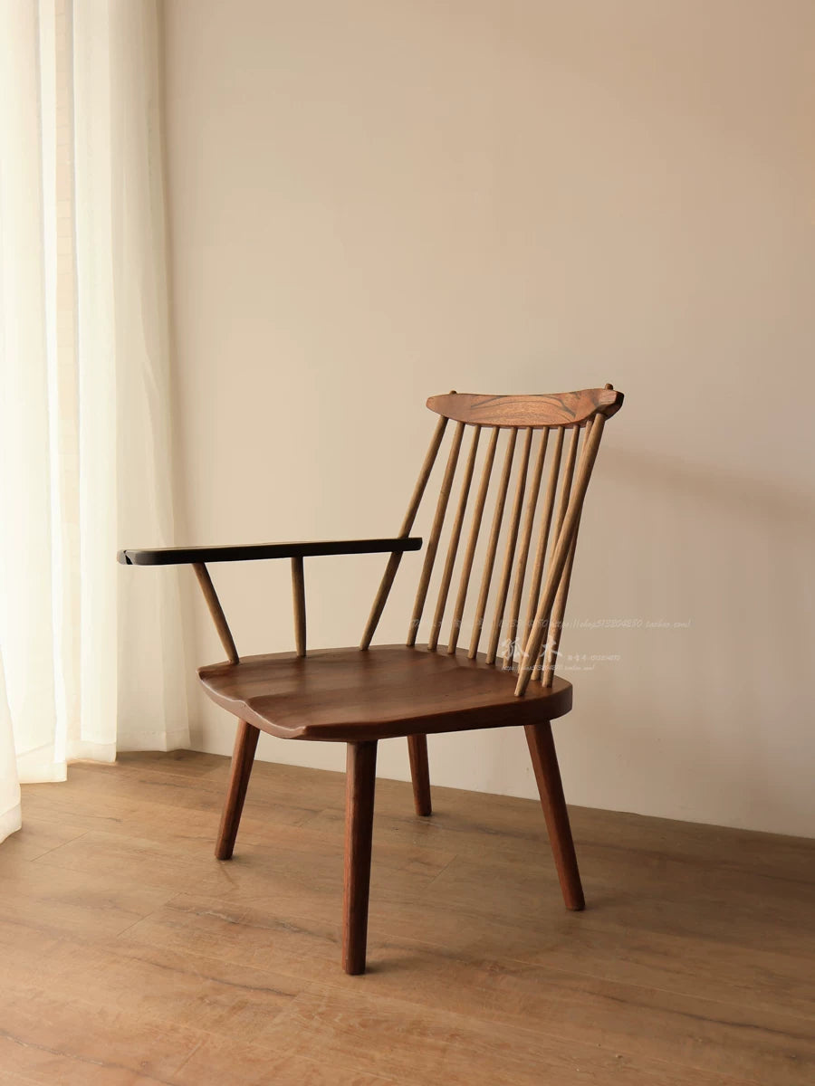 Nakajima George Lounge Chair Single Armchair Solid Wood Wabi-Sabi Style Leisure Chair for Small Home Apartments