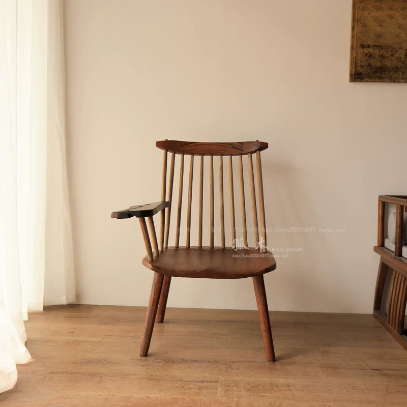 Nakajima George Lounge Chair Single Armchair Solid Wood Wabi-Sabi Style Leisure Chair for Small Home Apartments