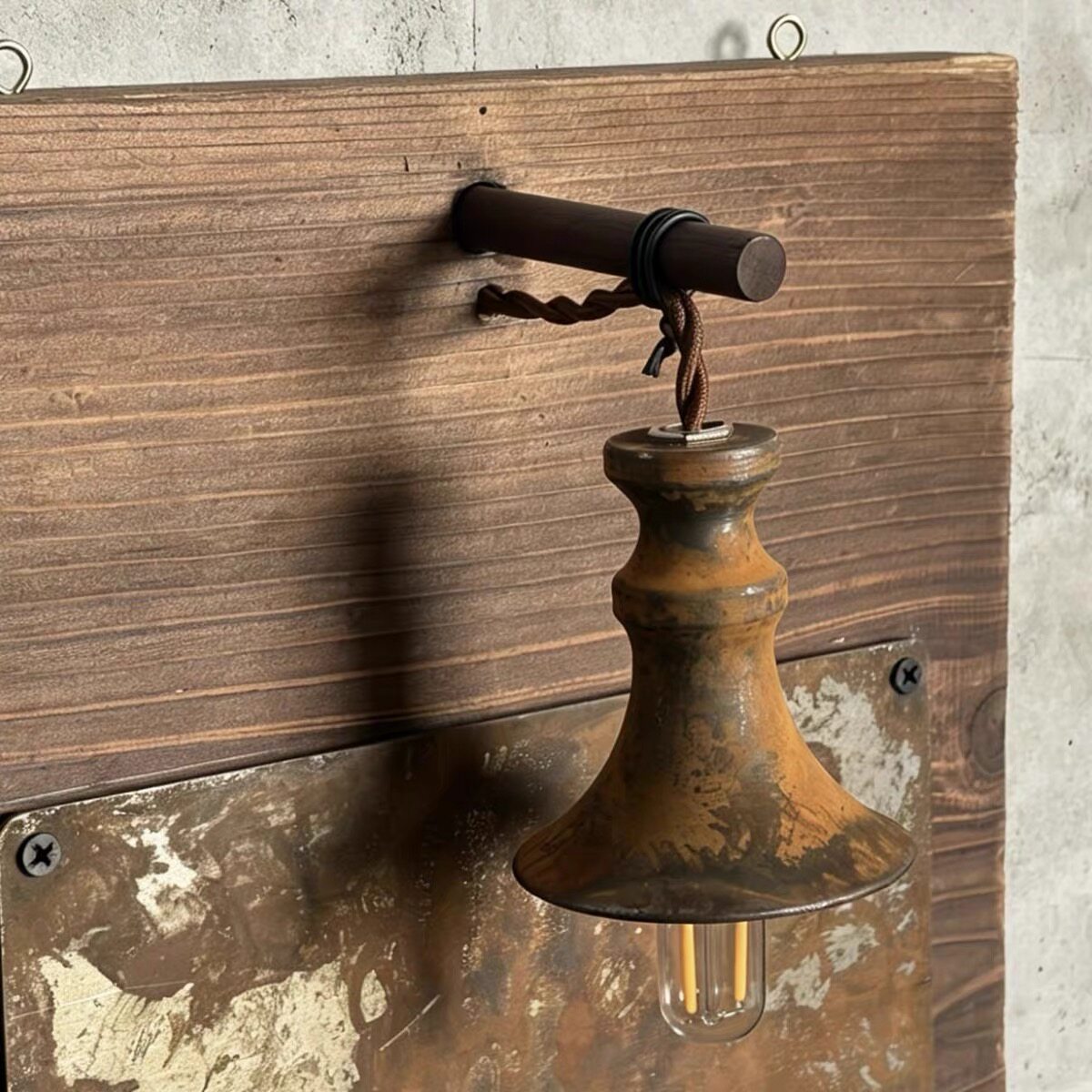 Pre-loved hand-made, old-fashioned, wabi-sabi, retro living room, bedroom, bedside, hallway, aisle, B&B, café, solid wood board table lamp