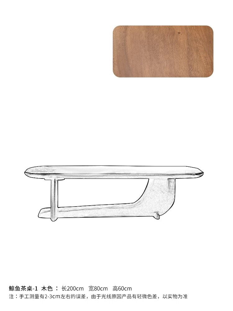 Whale Tea Table \ All-solid wood homestay creative tea table, Japanese wabi-sabi style tea room rectangular black table