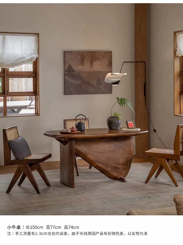 Calf Table \ Imported solid wood designer homestay creative dining table, vintage wabi-sabi style tea table workbench