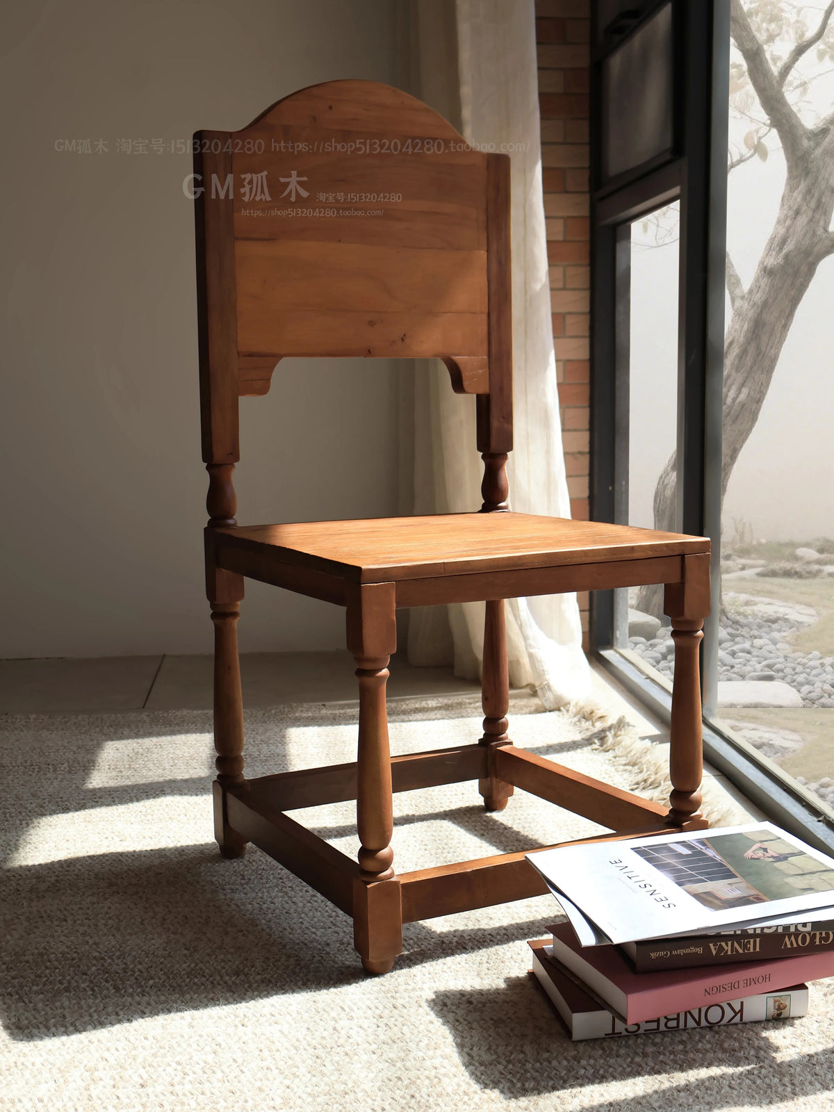 Vintage French Vintage Vintage Solid Wood Carved Dining Chair, Homestay Café Furniture, Romantic Backrest Chair