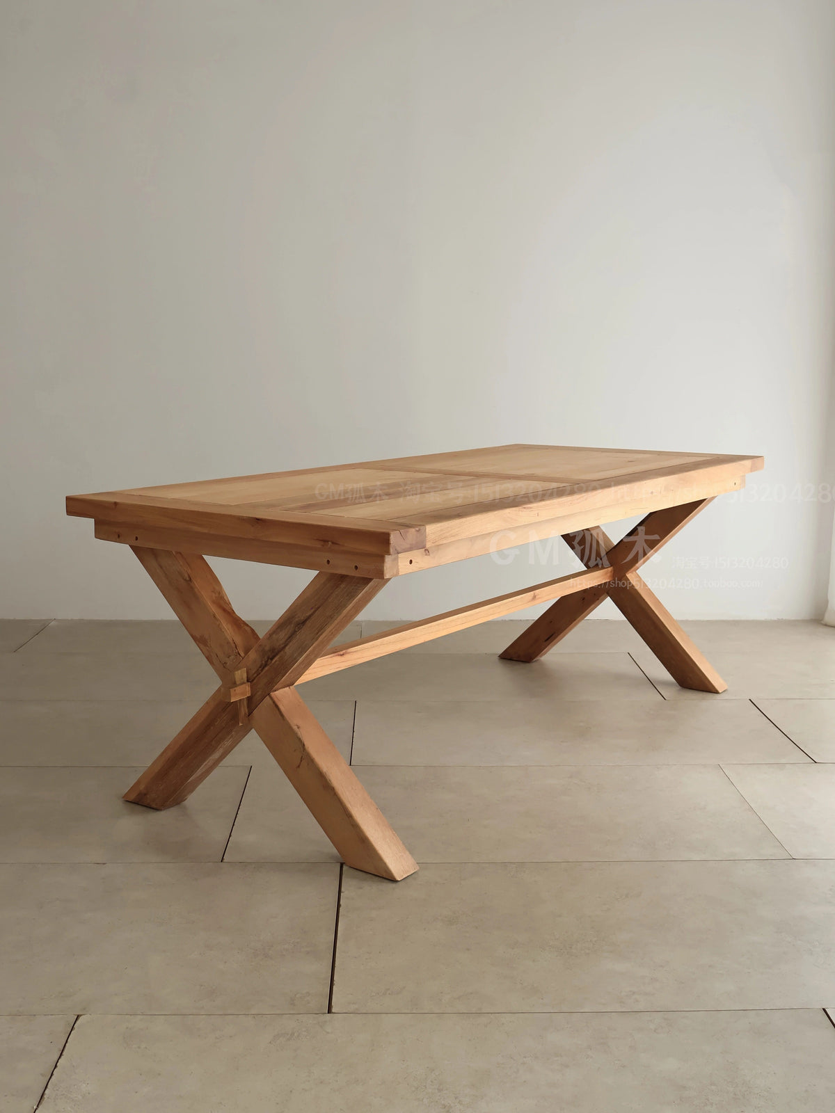 Old teak long table, outdoor Southeast Asian vintage square dining table, homestay hotel villa full solid wood conference table