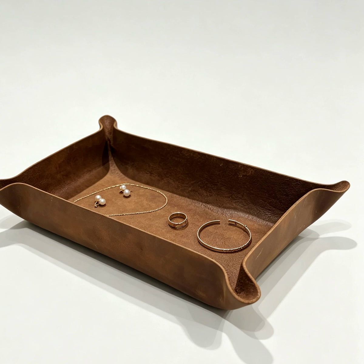 Nordic double-sided leather, genuine leather, cowhide storage, miscellaneous item organization, desktop coffee table, remote control, handmade box, key tray
