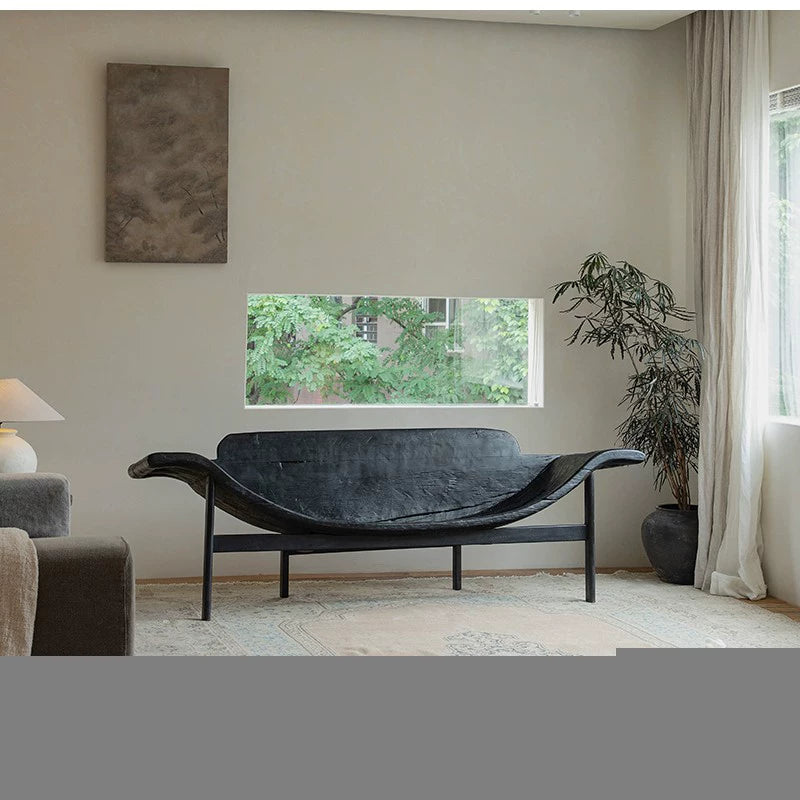 | Drunken Boat Chair\Wabi-sabi Style Carbonized Black Sofa Chair Designer Creative Homestay Hotel Leisure Chair Furniture
