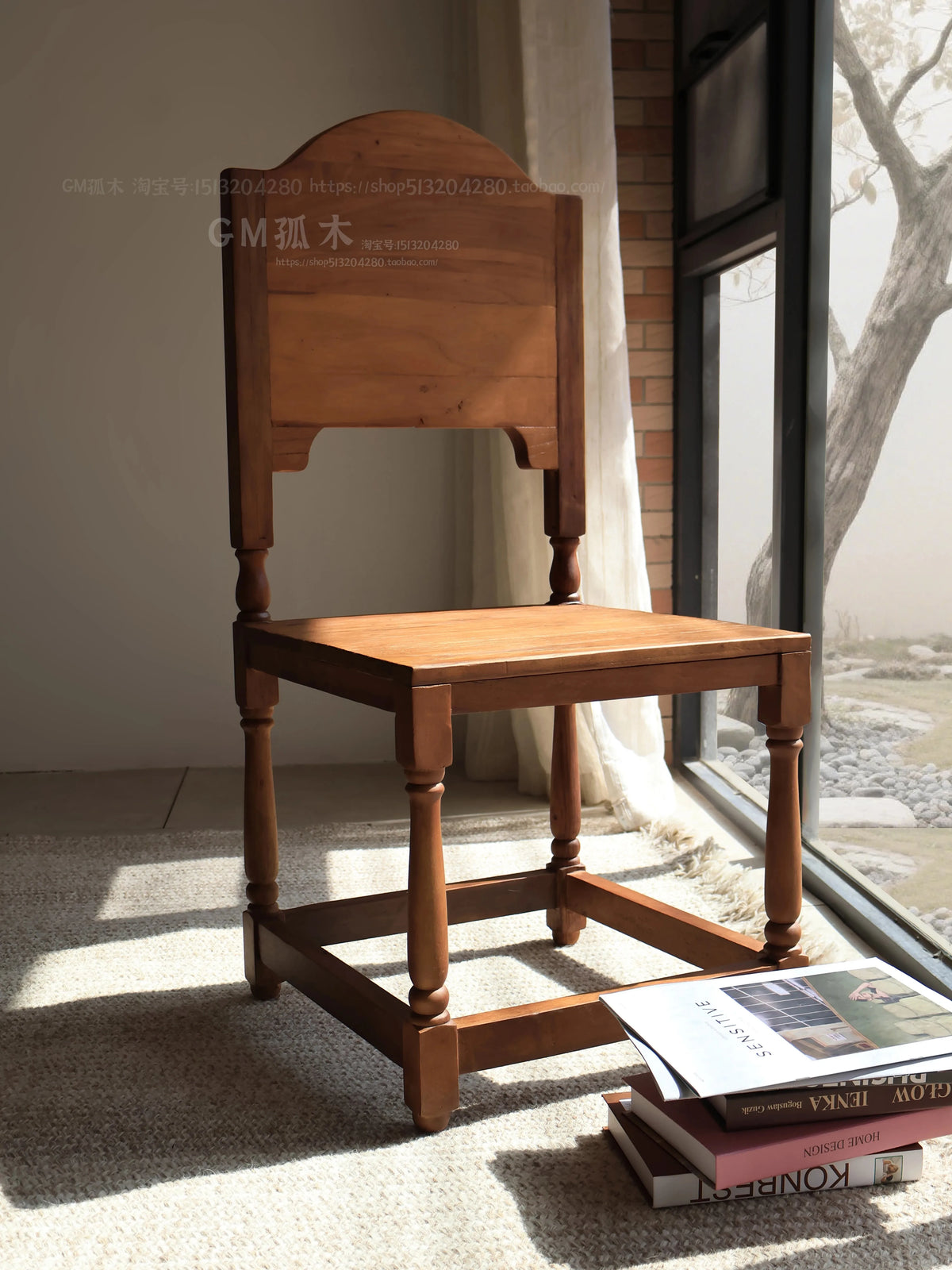 Vintage French Vintage Vintage Solid Wood Carved Dining Chair, Homestay Café Furniture, Romantic Backrest Chair