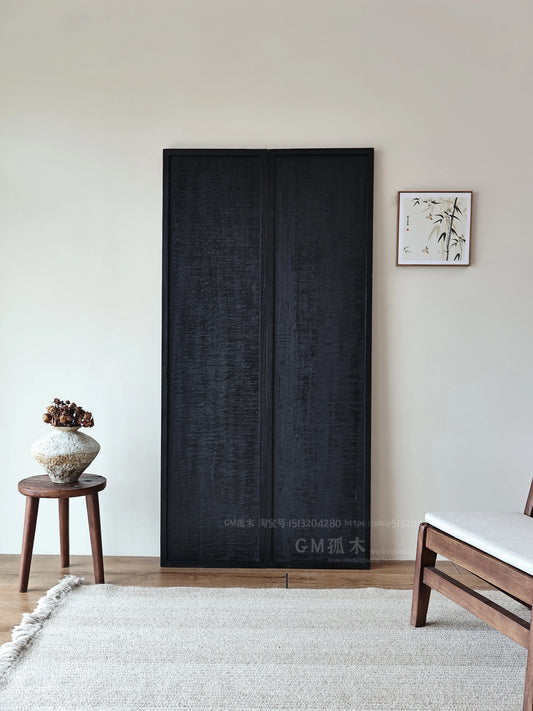 Wabi-sabi screen partition Chinese solid wood mobile folding background wall designer B&B furniture tea room into the hotel