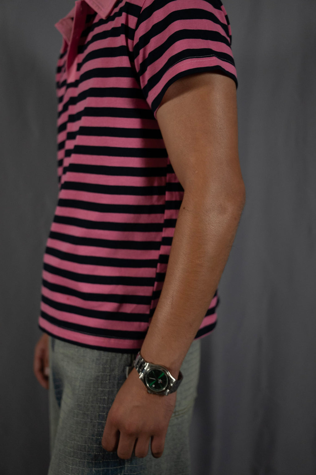 "Colors" Pink&Navy striped Polo