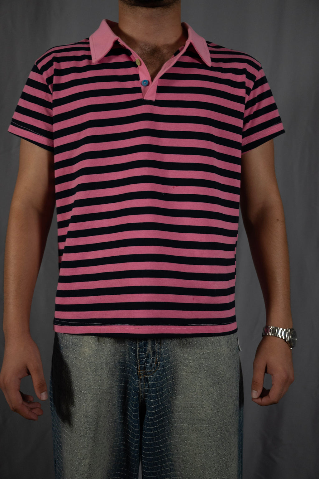 "Colors" Pink&Navy striped Polo