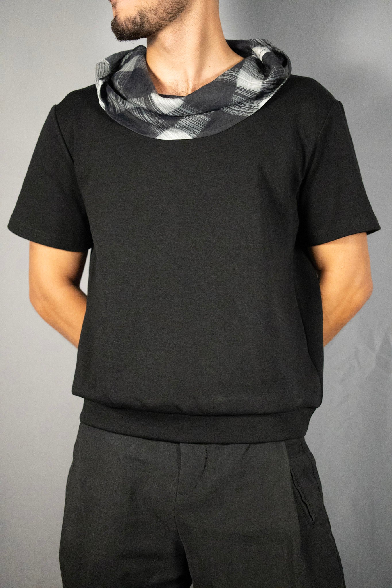 Stitched Scarf Tee Black