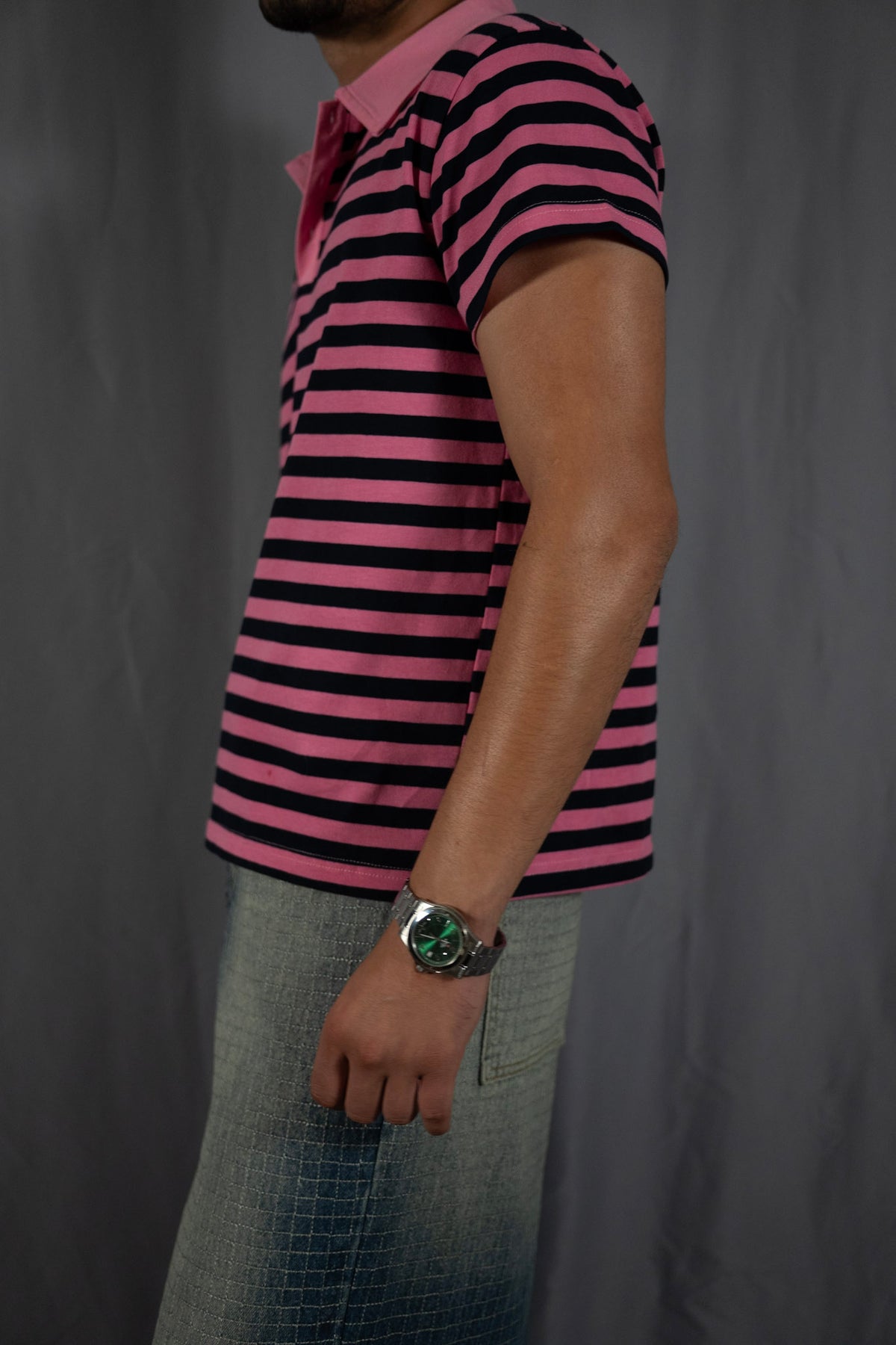 "Colors" Pink&Navy striped Polo