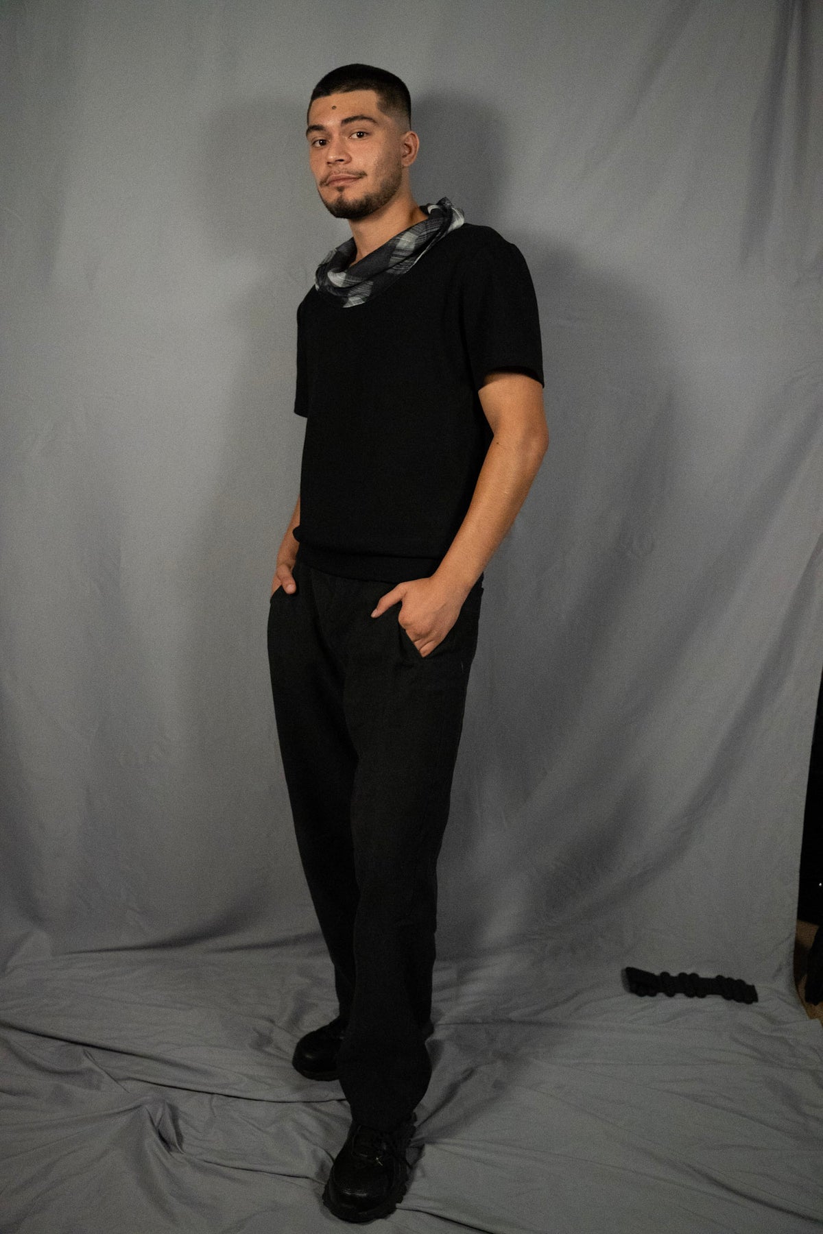 Stitched Scarf Tee Black