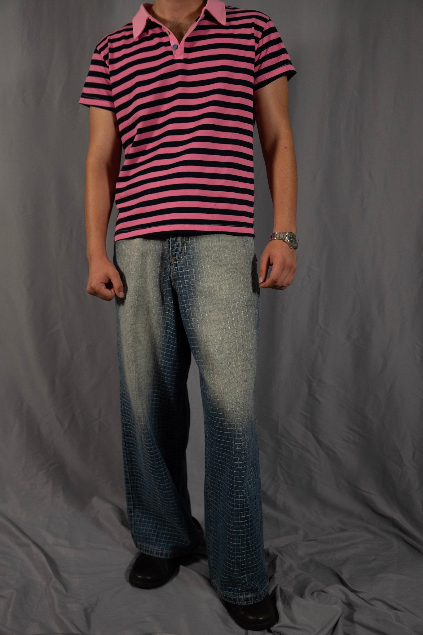 "Colors" Pink&Navy striped Polo
