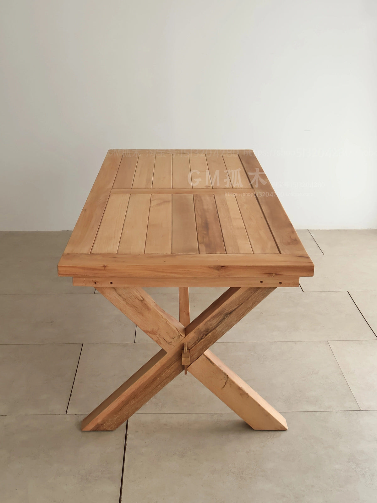 Old teak long table, outdoor Southeast Asian vintage square dining table, homestay hotel villa full solid wood conference table