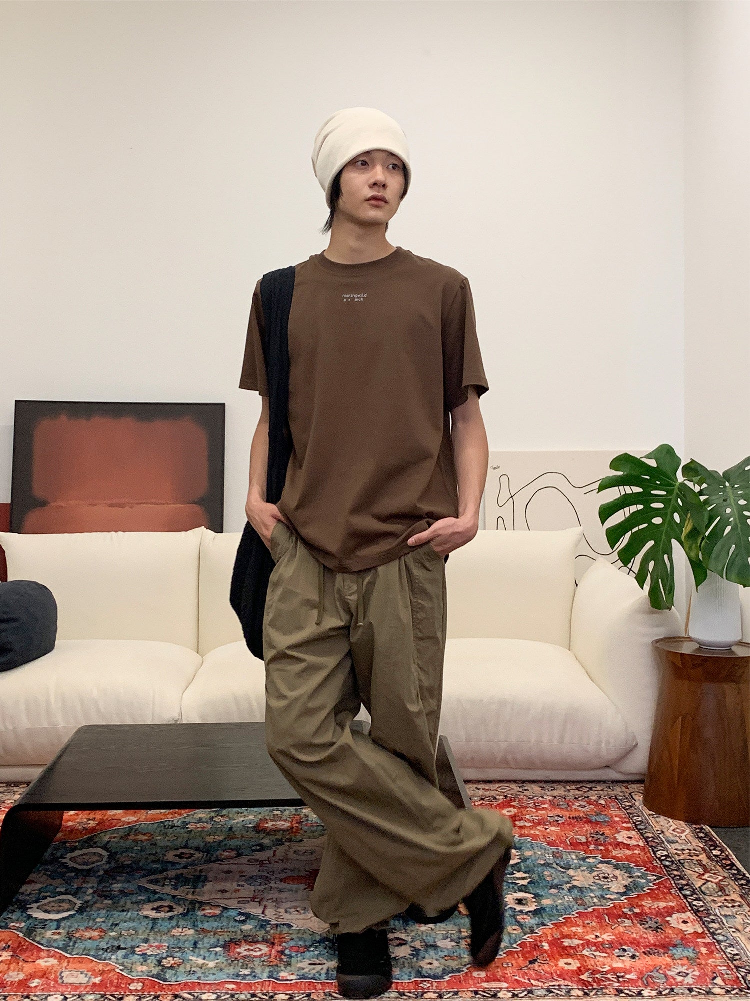 RoaringWild A Arch Black Loose Outdoor Paratrooper Pants American Cargo Pants Men's Pants