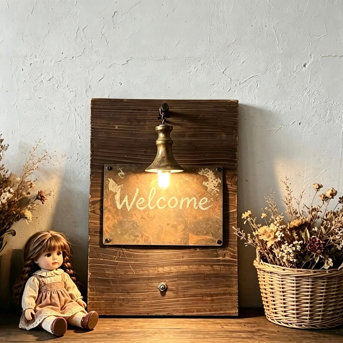 Pre-loved hand-made, old-fashioned, wabi-sabi, retro living room, bedroom, bedside, hallway, aisle, B&B, café, solid wood board table lamp