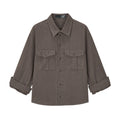 VLABMADE vintage hunting bag slub linen shirt, men's and women's autumn distressed three-quarter sleeve rolled sleeve jacket top