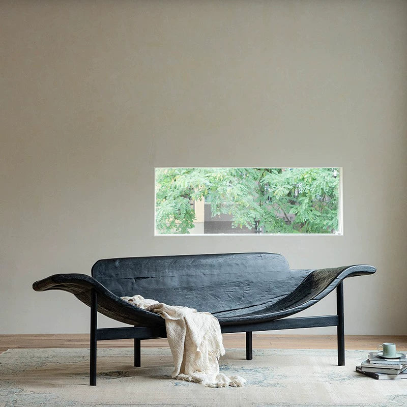 | Drunken Boat Chair\Wabi-sabi Style Carbonized Black Sofa Chair Designer Creative Homestay Hotel Leisure Chair Furniture