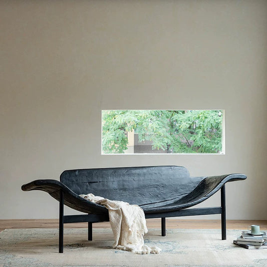 | Drunken Boat Chair\Wabi-sabi Style Carbonized Black Sofa Chair Designer Creative Homestay Hotel Leisure Chair Furniture