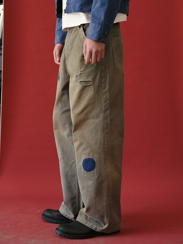 RECORDS INC. Speed Devil* Worn-out racing cargo pants Sage