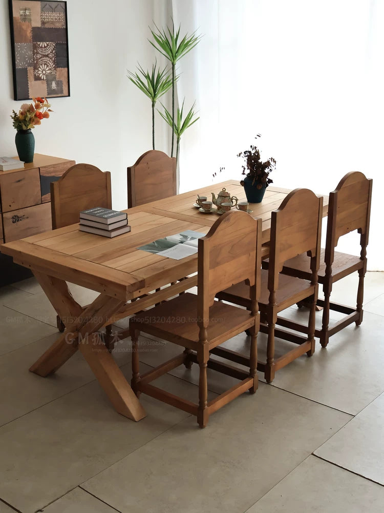 Vintage French Vintage Vintage Solid Wood Carved Dining Chair, Homestay Café Furniture, Romantic Backrest Chair