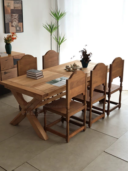 Vintage French Vintage Vintage Solid Wood Carved Dining Chair, Homestay Café Furniture, Romantic Backrest Chair