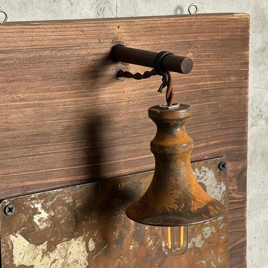 Pre-loved hand-made, old-fashioned, wabi-sabi, retro living room, bedroom, bedside, hallway, aisle, B&B, café, solid wood board table lamp