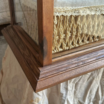 Vintage solid wood glass display cabinet