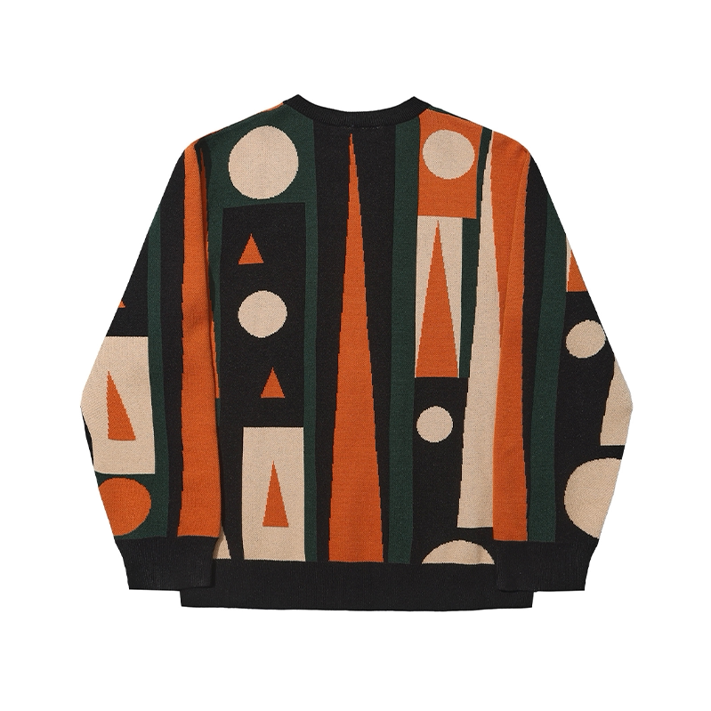 [France] HELAS 25WIN BACKGAMMON CREWNECK KNIT abstract geometric knitwear