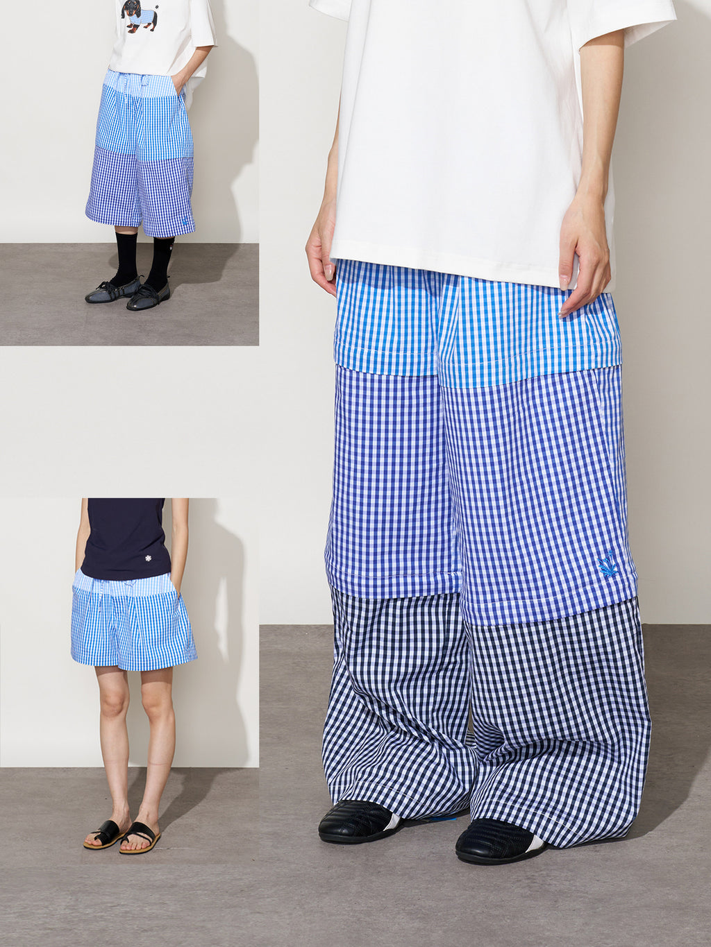 Stuffy and crazy FMACM trousers with variable length 3-in-1 plaid detachable trousers
