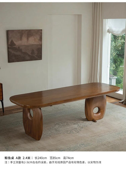 Whale Table\Vintage Wabi-Sabi Style Full Solid Wood Dining Table Designer Creative Homestay Tea Table Workbench Desk