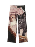 SONGAADON 26FW Cradle Cat Digital Print Jeans