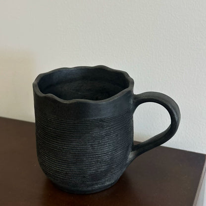 Jieduo Black Pottery Tibetan Area Handmade Niche Coffee Cup Water Cup (330ml)