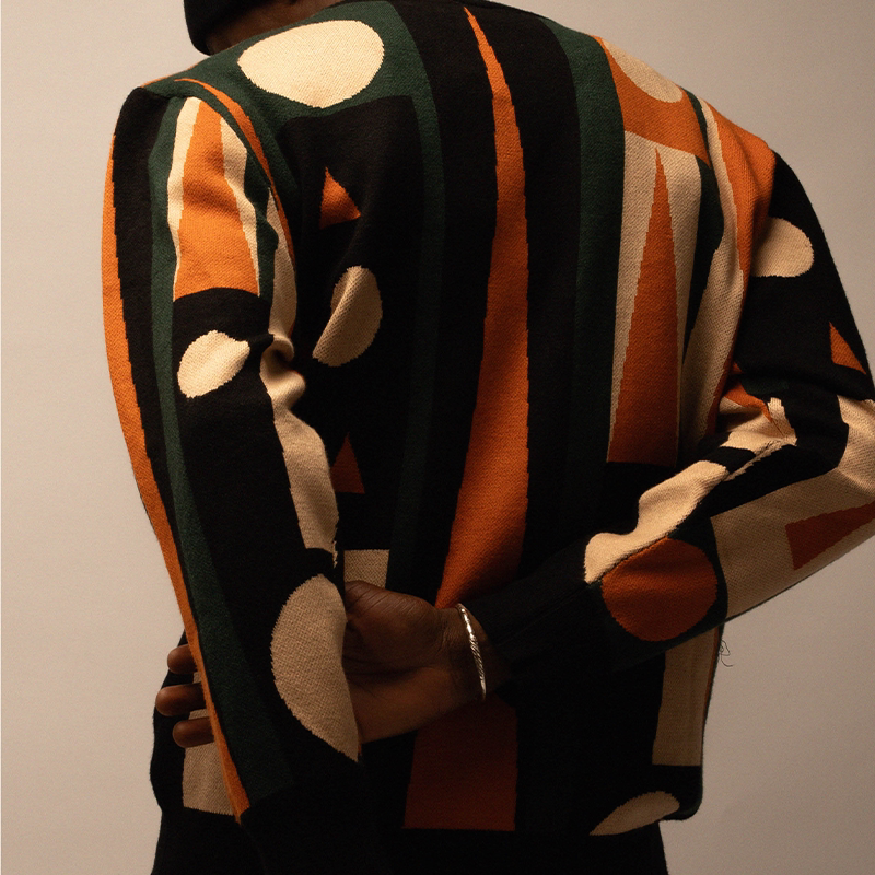 [France] HELAS 25WIN BACKGAMMON CREWNECK KNIT abstract geometric knitwear
