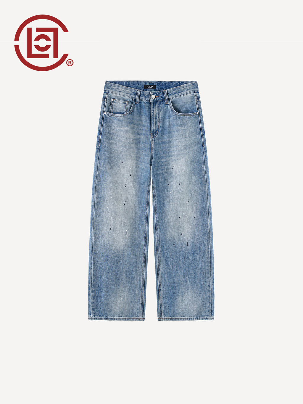 CLOTTEE by CLOT Street Ink Splash Wide-Leg Jeans for Men, New Autumn Trendy Loose Straight-Leg Long Pants K