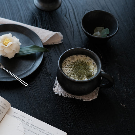 Several black pottery Tibetan intangible cultural heritage handmade black black pottery cups, milk tea cups, tea cups, coffee cups, household items, retro
