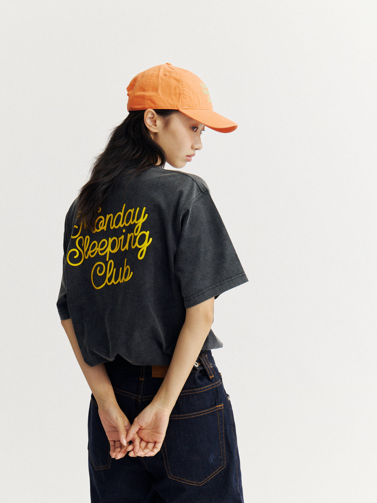 Monday Sleeping Club & DISNEY collaboration collection "Sleeping Mickey" washed printed short-sleeve T-shirt