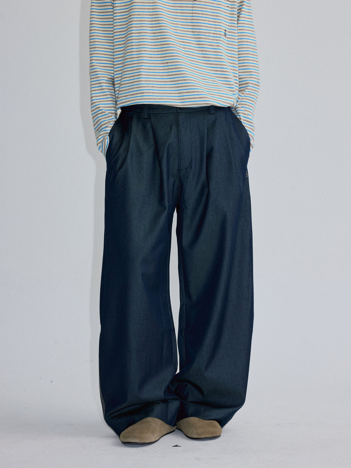 RoaringWild A Arch Roaring Beast draped wide-leg pants with scimitar design men's casual pants