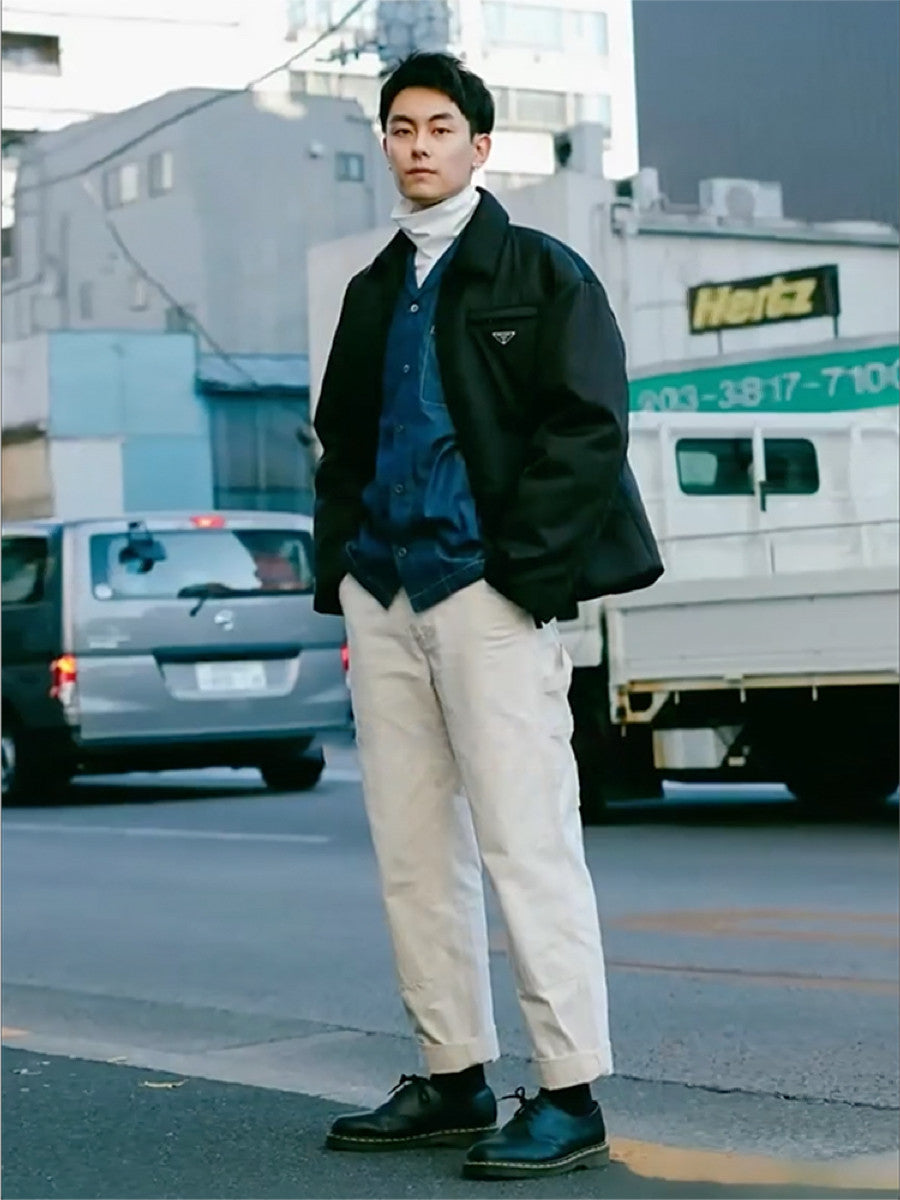 French hemp retro worker pants embryo white cottonseed shell American loose twill French Pant