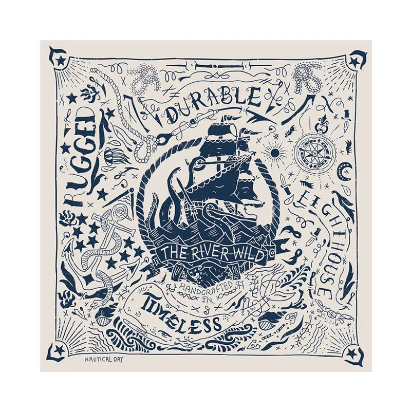Rare white big nautical American retro Ami khaki western denim square towel non-rrl old joe