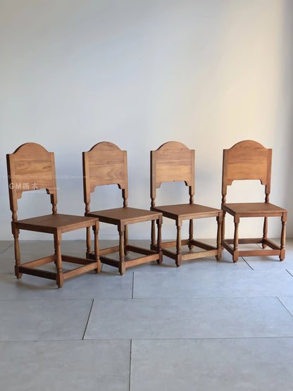 Vintage French Vintage Vintage Solid Wood Carved Dining Chair, Homestay Café Furniture, Romantic Backrest Chair