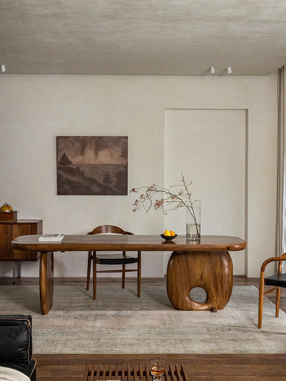 Whale Table\Vintage Wabi-Sabi Style Full Solid Wood Dining Table Designer Creative Homestay Tea Table Workbench Desk