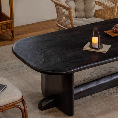 Whale Tea Table \ All-solid wood homestay creative tea table, Japanese wabi-sabi style tea room rectangular black table