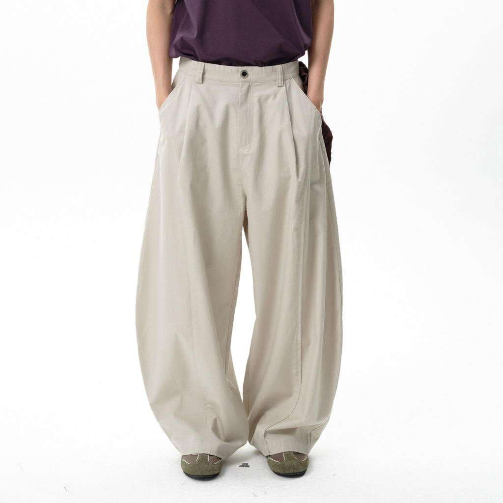 RoaringWild A Arch Lyocell Twill Cocoon-Cut Loose Curved Blade Pants Casual Pants
