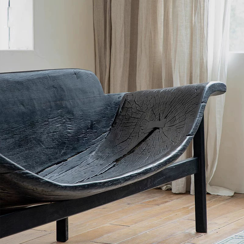 | Drunken Boat Chair\Wabi-sabi Style Carbonized Black Sofa Chair Designer Creative Homestay Hotel Leisure Chair Furniture