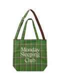 MondaySleepingClub standard font embroidered check contrast tote bag