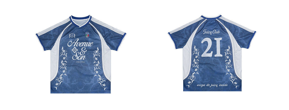 AVENUE&SON x JUICY2026 co-branded retro football casual culture short-sleeve jersey with quick-drying and breathable features