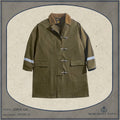 American retro firefighter coat Cotton army green hook button reflective strip loose long trench coat