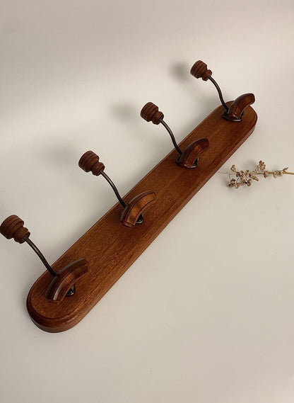 Vintage-style solid wood entryway wall hanging hook