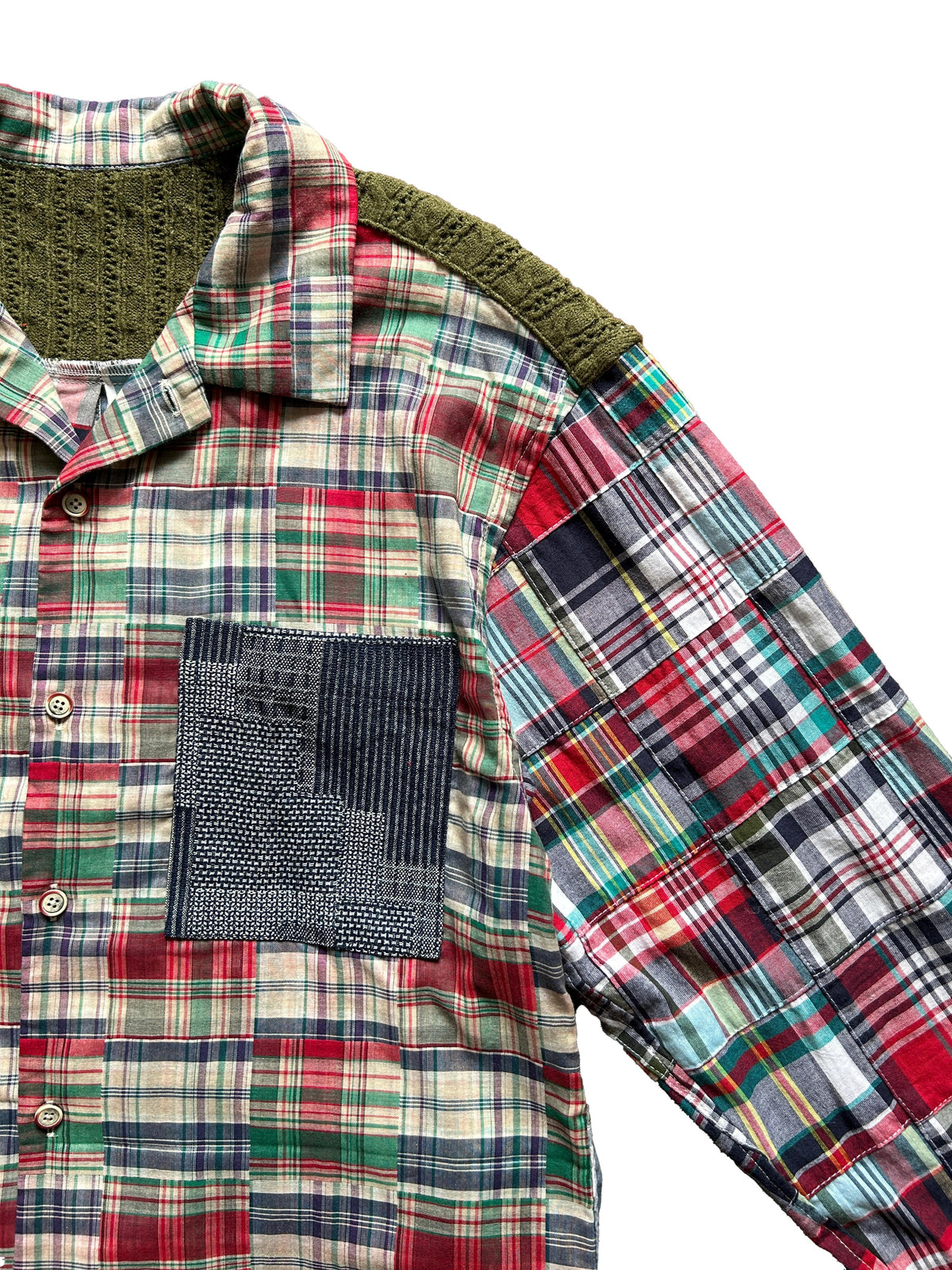 Yan L. Spliced Heavy Plaid Patchwork Long Sleeve Shirt